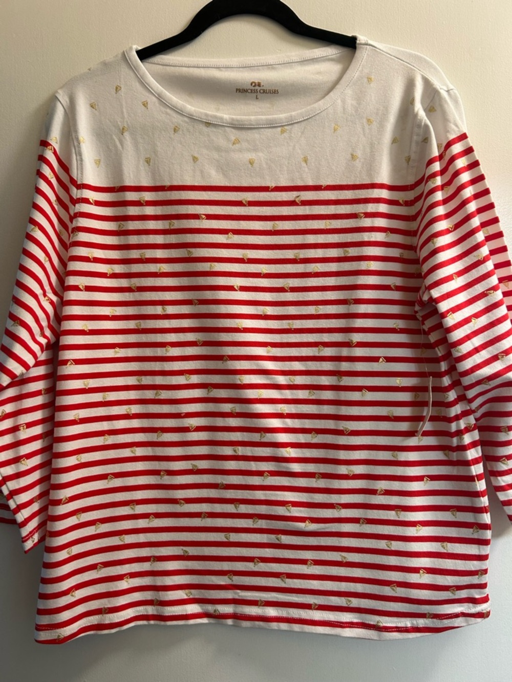 Princess Cruises Red & White Striped Boatneck Top
